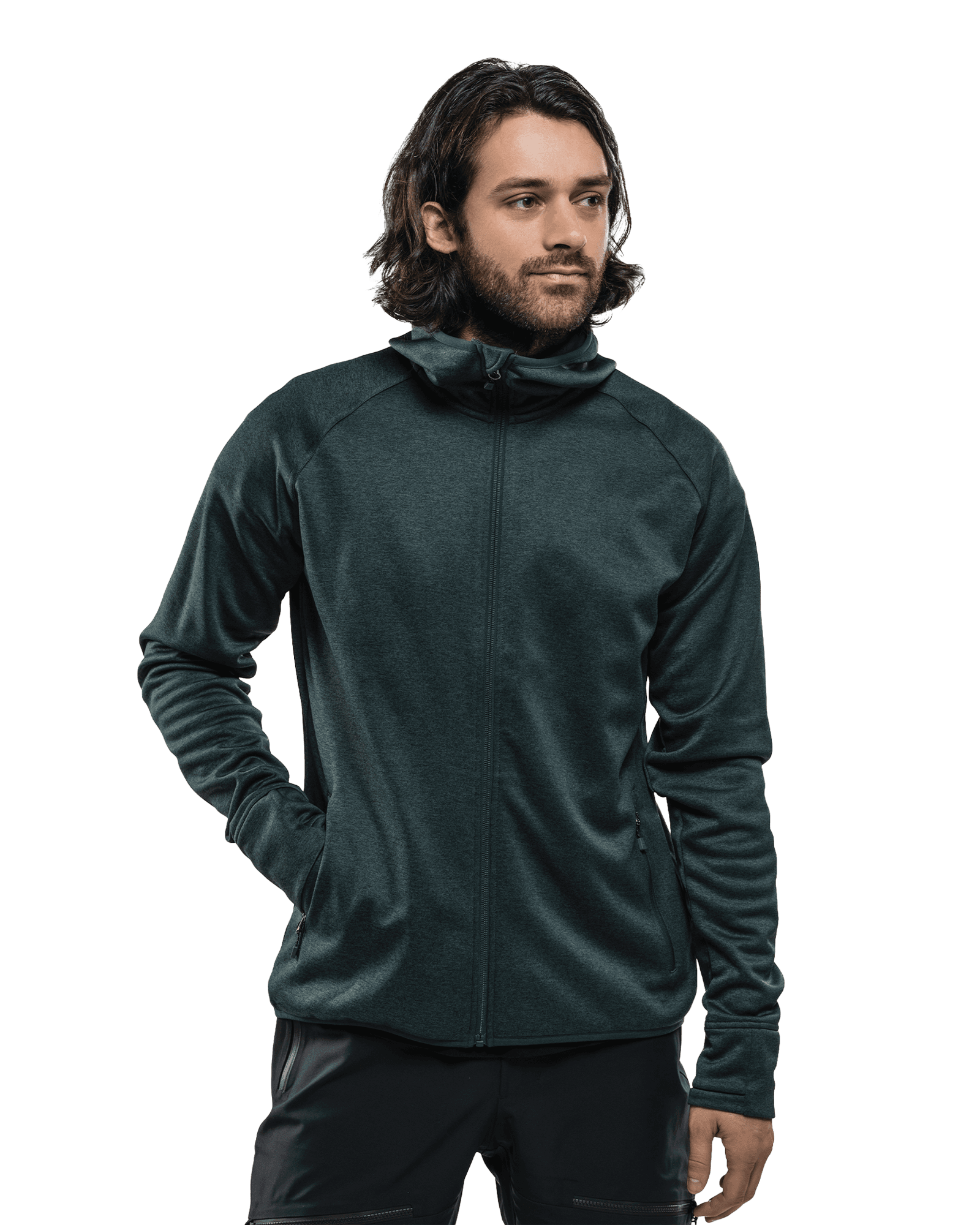 Habllek Fleece Hood M Forest Green Melange