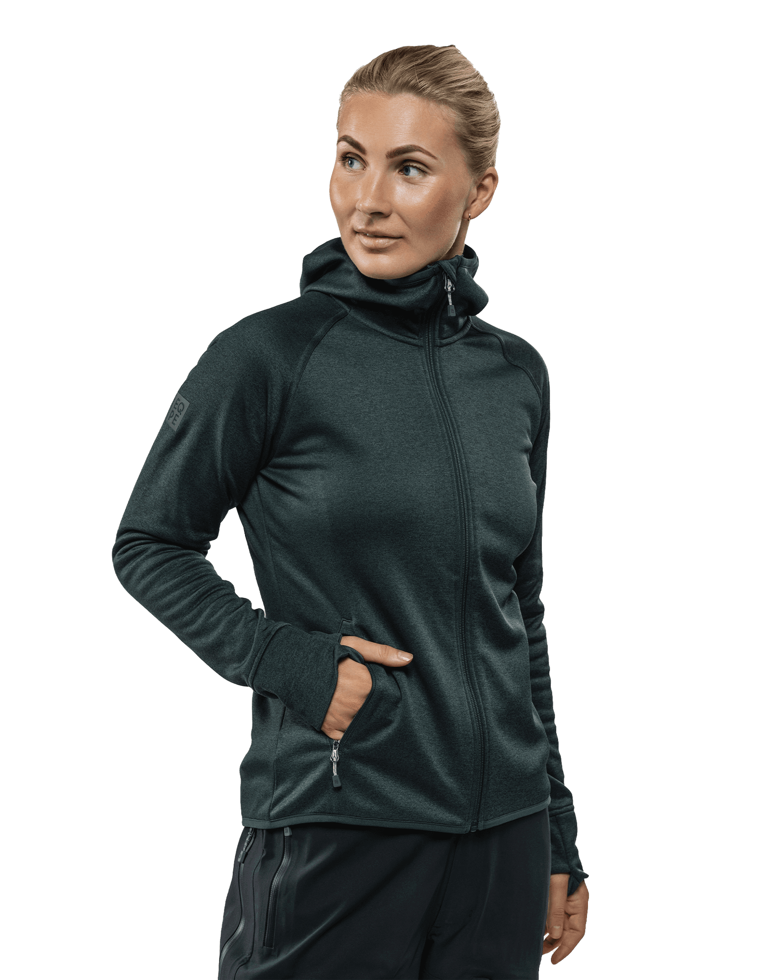 Gida Fleece Hood W Forest Green Melange