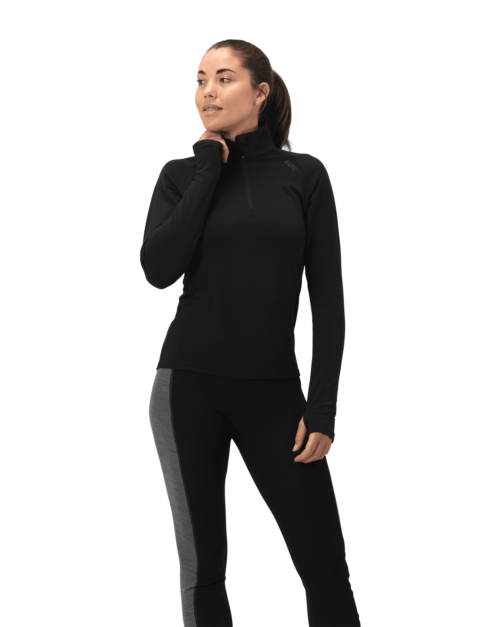 Haze Warm Wool 1/2 Zip W Deep Black